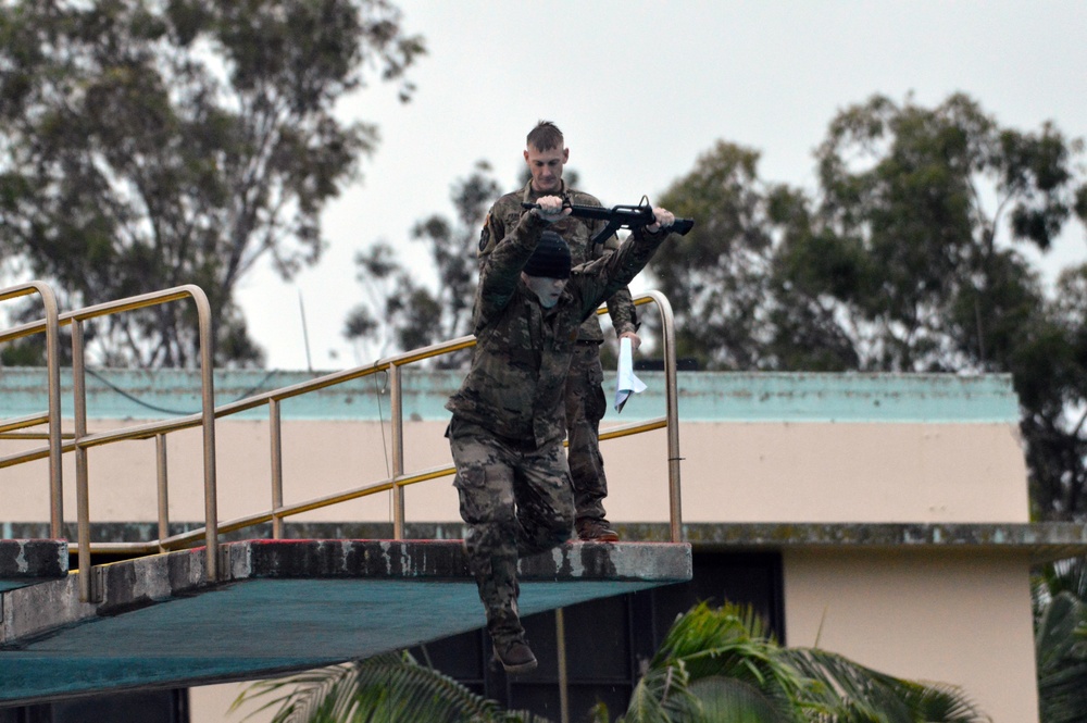 Soldiers perform Combat Water Survival Test