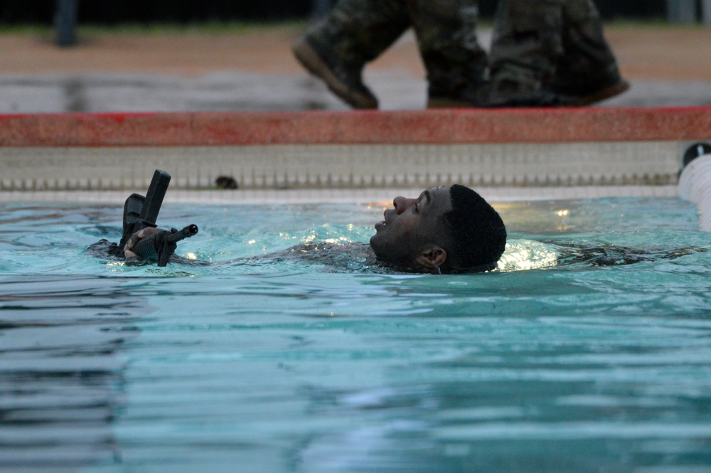 Soldiers perform Combat Water Survival Test