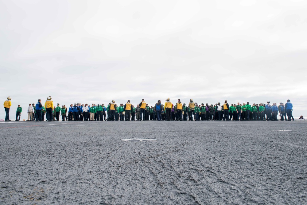 Sailors conduct FOD walkdown