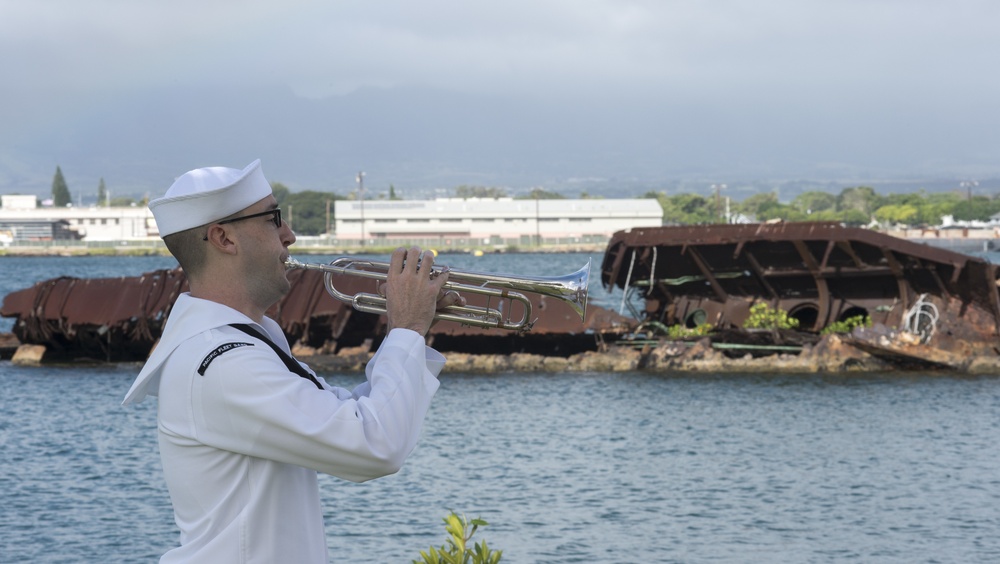 Ash scattering ceremony for a Pearl Harbor survivor