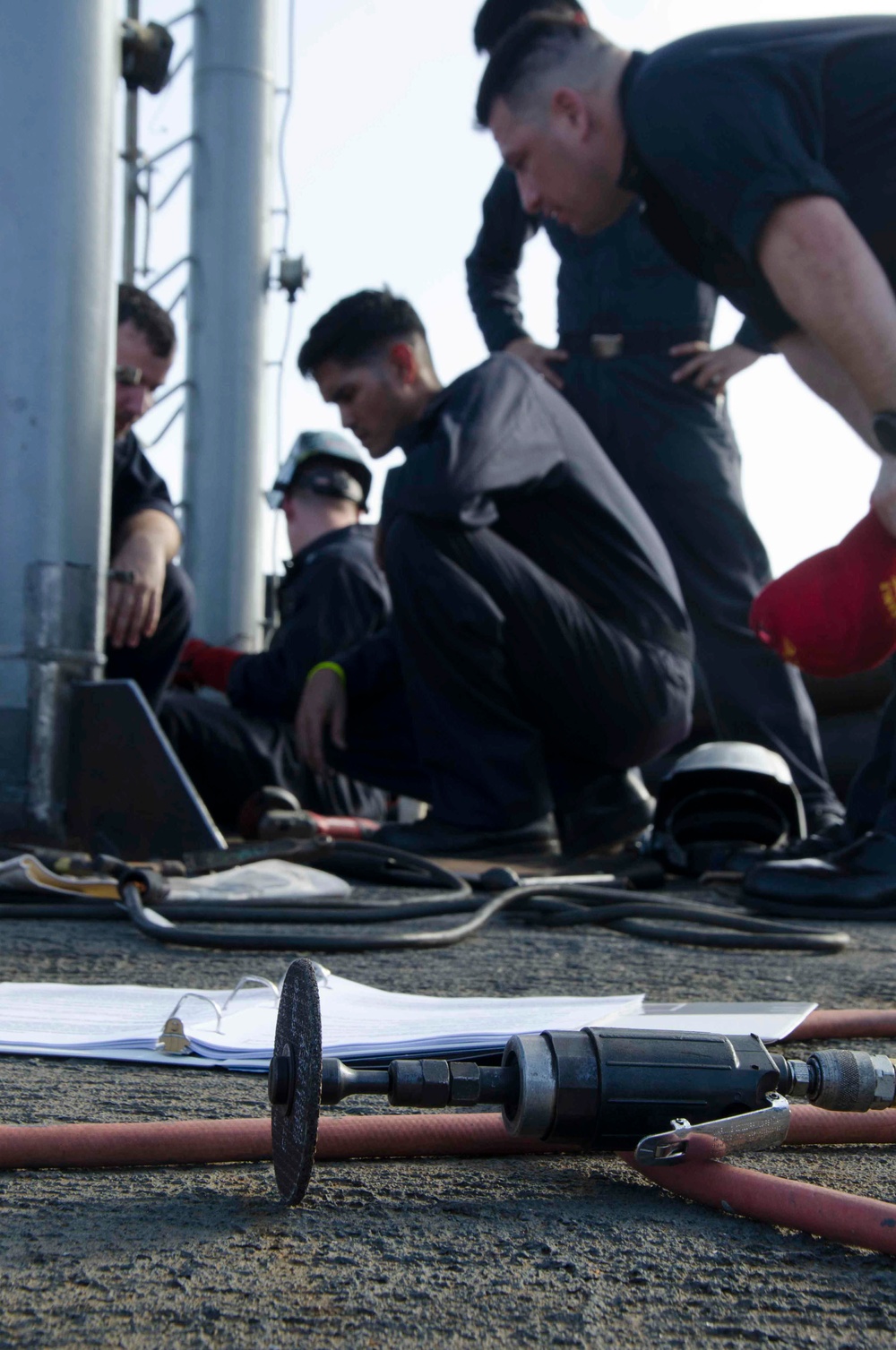 Sailors Repair Frank Cable Crane