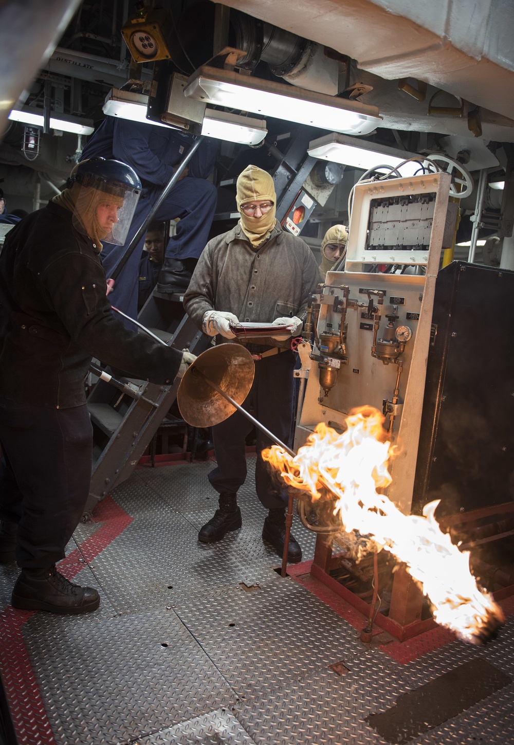 Boiler light off aboard USS Bonhomme Richard (LHD 6)