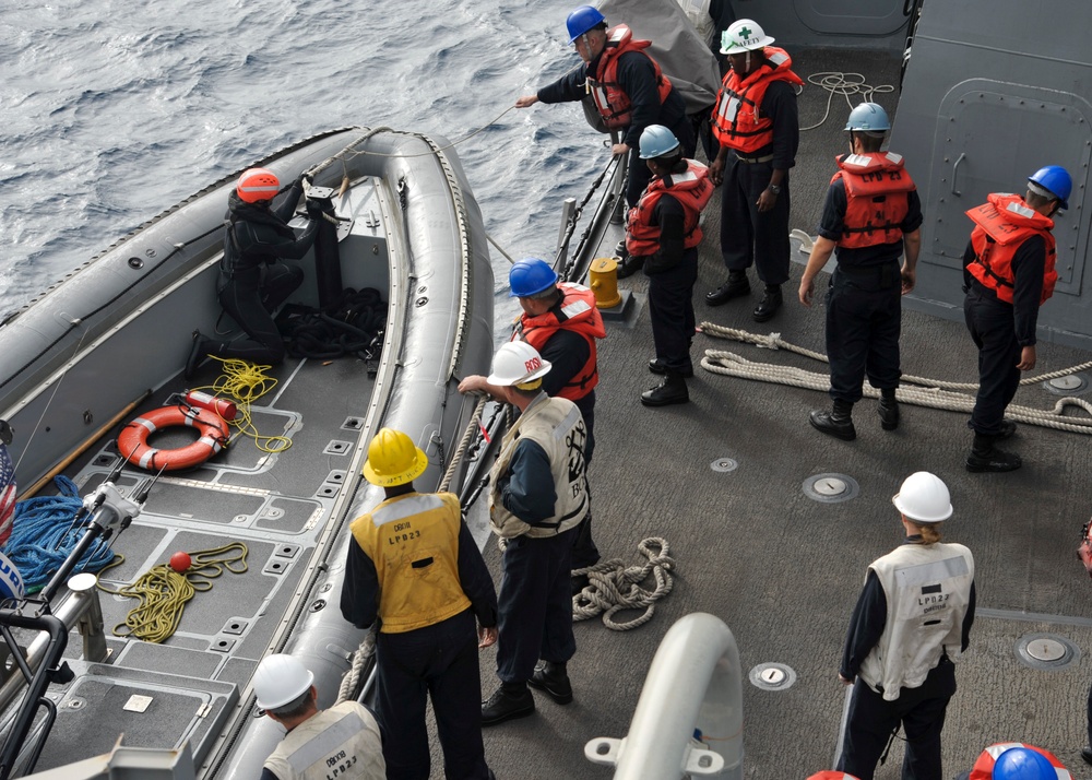 USS Anchorage and USS New Orleans Sailors Assist in Rigid Hull Inflatable Boat Operations