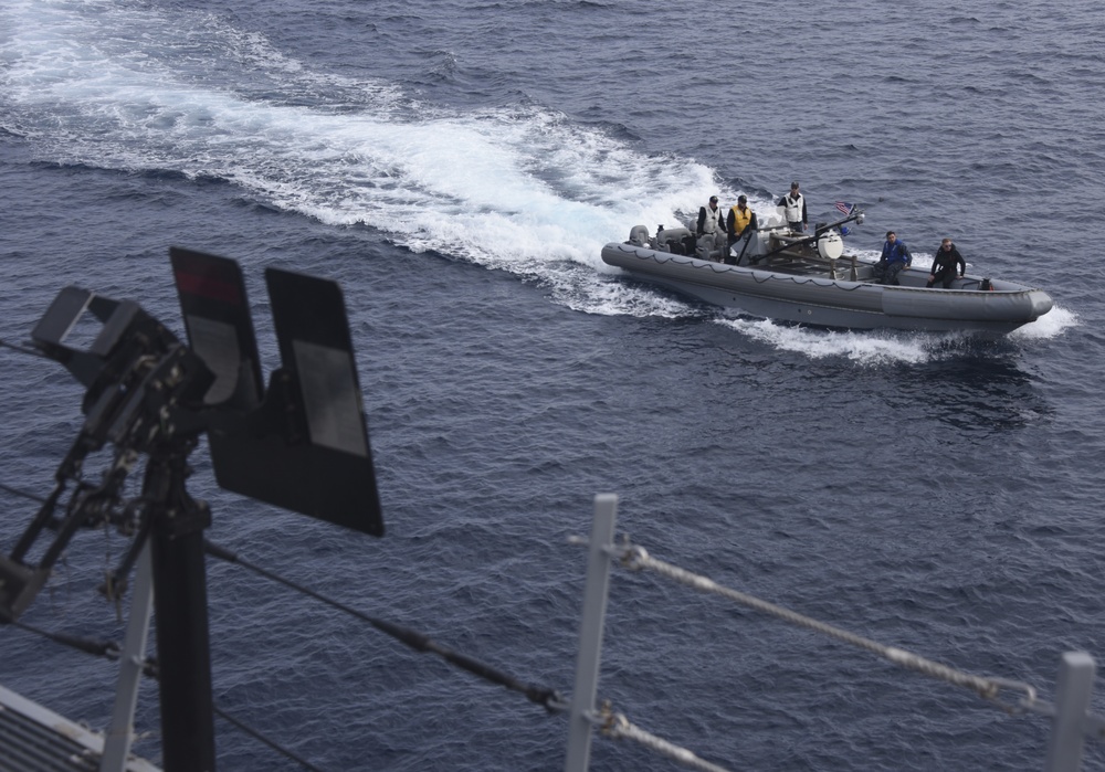 USS Anchorage and USS New Orleans Sailors Assist in Rigid Hull Inflatable Boat Operations