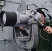 USS San Diego (LPD 22) Sailor Stands Watch in Rain