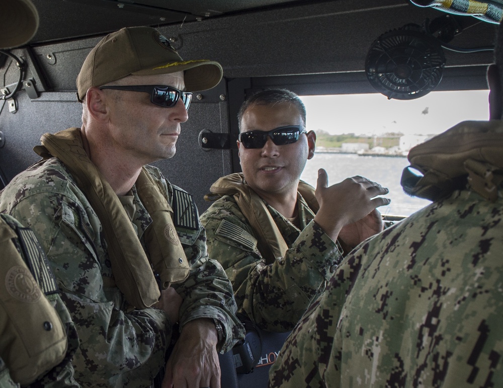 Coastal Riverine Group 1 Det Guam Showcases Mark I Patrol Boat To Commander, Naval Base Guam