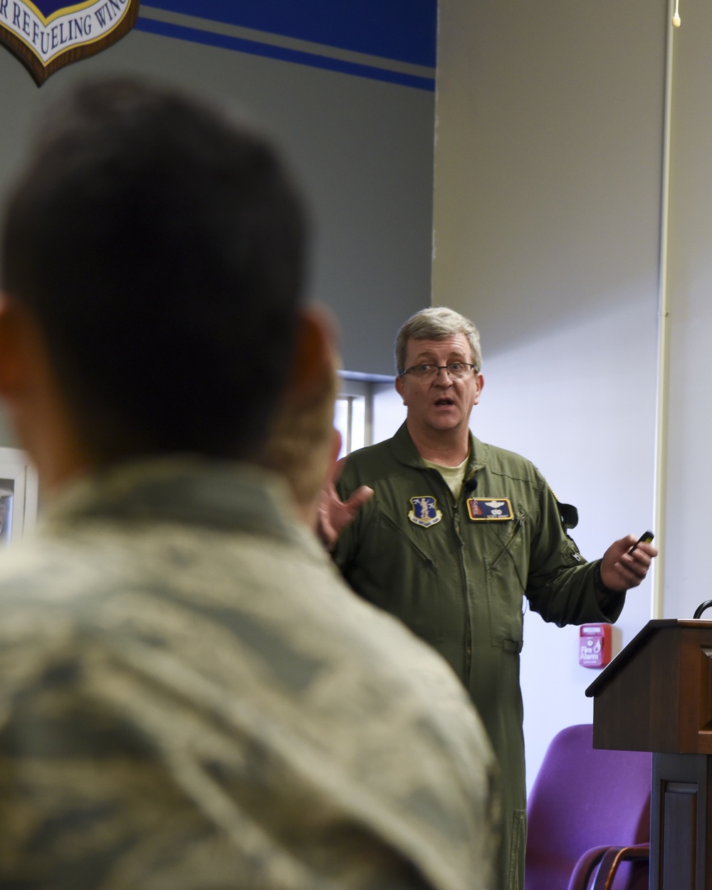 Col. Scott Grant Addresses Airmen During All Call