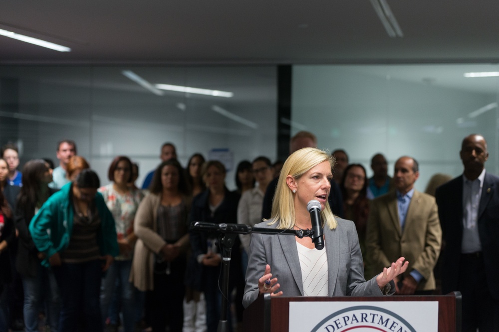 Secretary of Homeland Security Kirstjen Nielsen Addresses the JFO