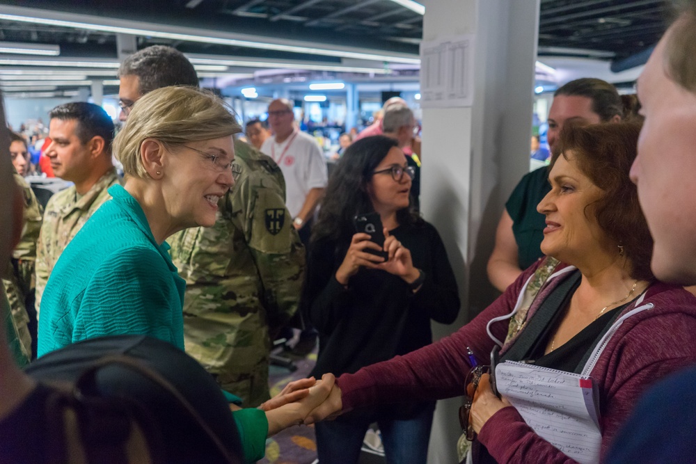 Senator Elizabeth Warren is Greeted by the FEMA Team in Puerto Rico