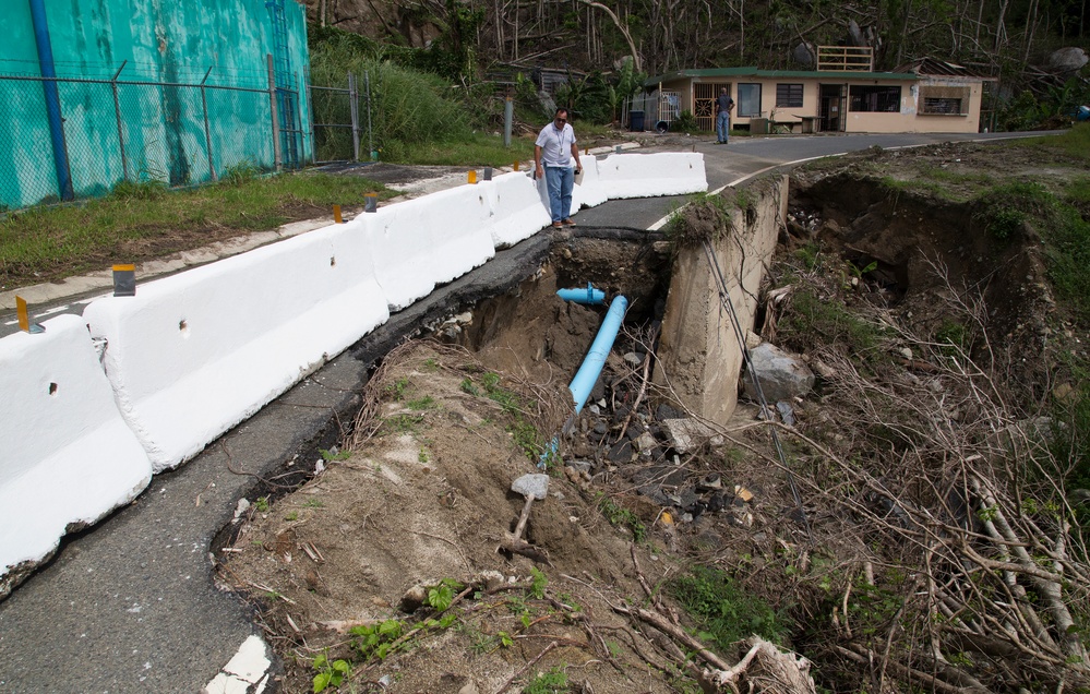 Water Pipeline Exposed in Naguabo