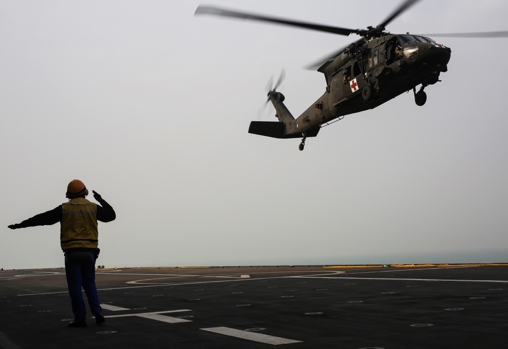 U.S. Army UH-60’s Land Aboard French LHD Tonnerre