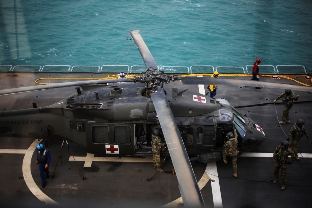 U.S. Army UH-60’s Land Aboard French LHD Tonnerre