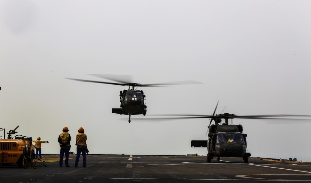 U.S. Army UH-60’s Land Aboard French LHD Tonnerre