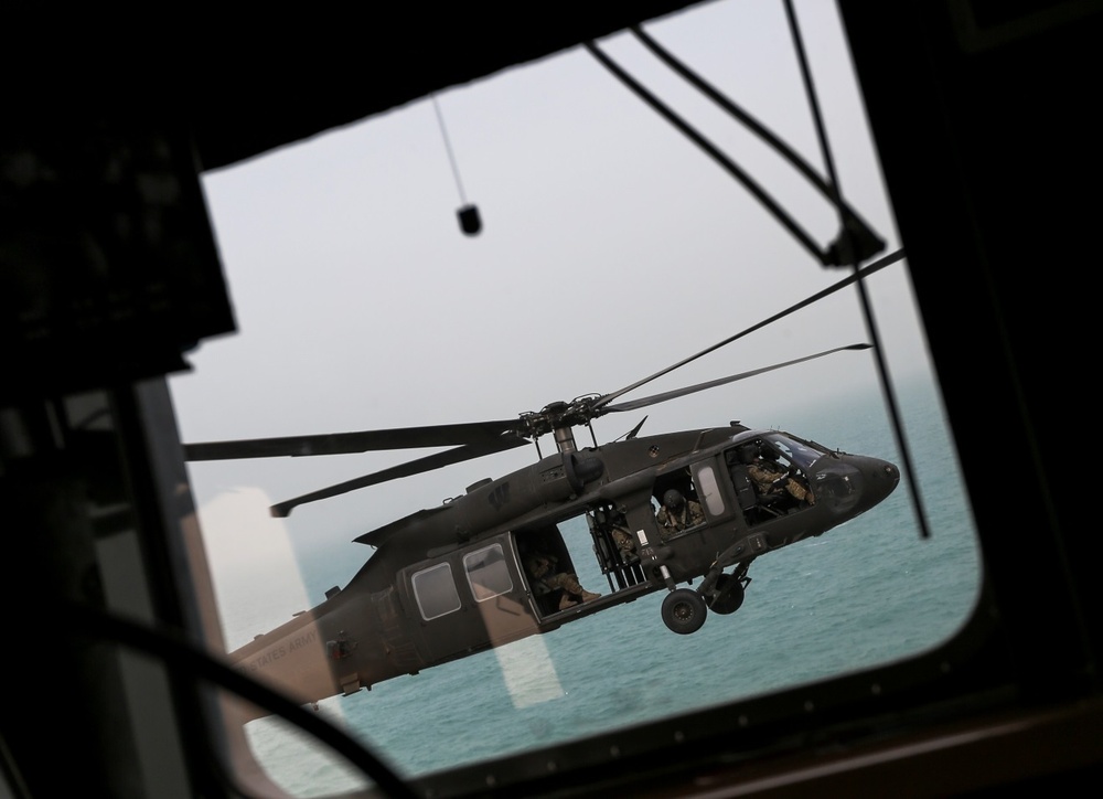 U.S. Army UH-60’s Land Aboard French LHD Tonnerre