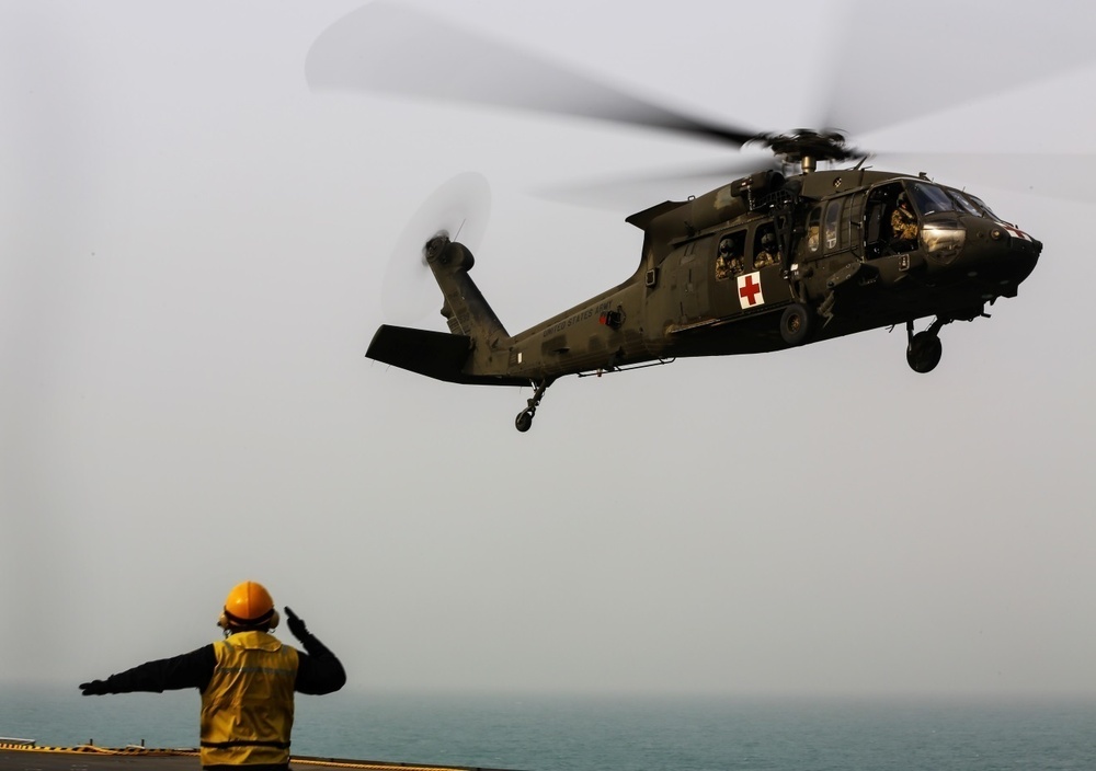 U.S. Army UH-60’s Land Aboard French LHD Tonnerre