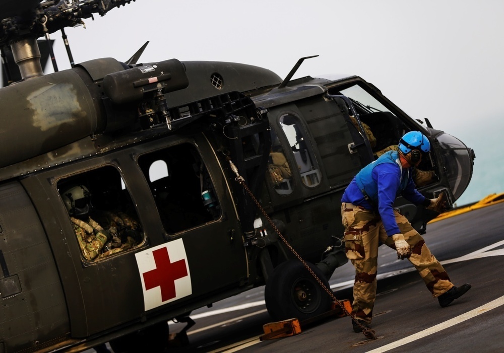 U.S. Army UH-60’s Land Aboard French LHD Tonnerre