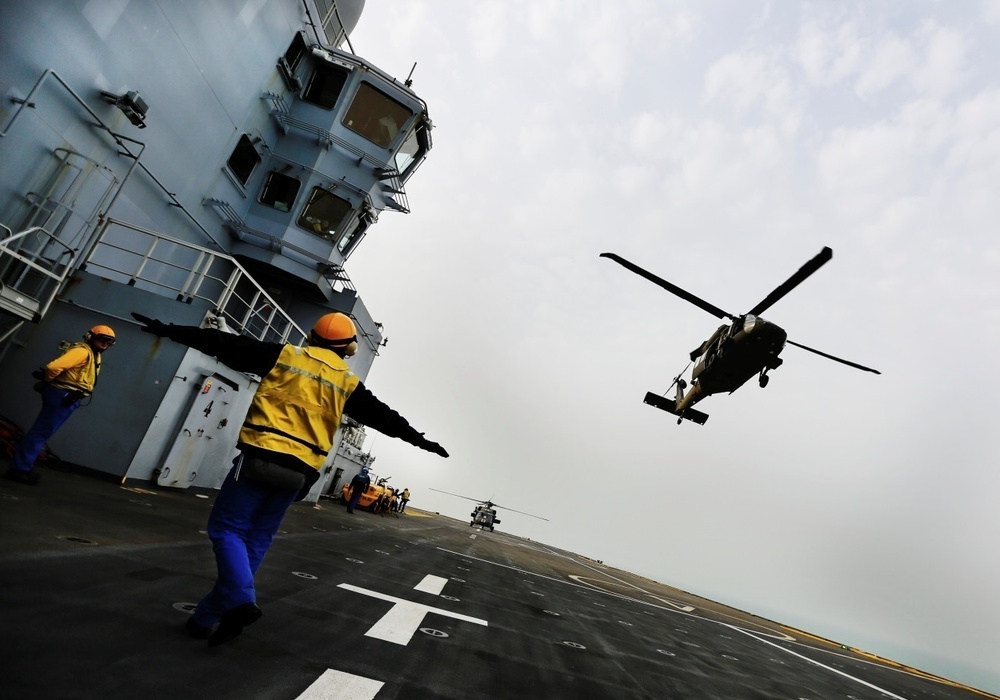 U.S. Army UH-60’s Land Aboard French LHD Tonnerre