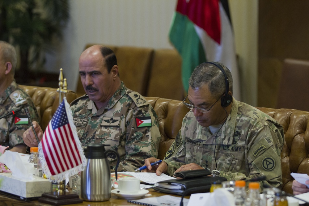 Lieutenant Gen. Michael Garrett has meeting with Jordan Armed Forces general officer