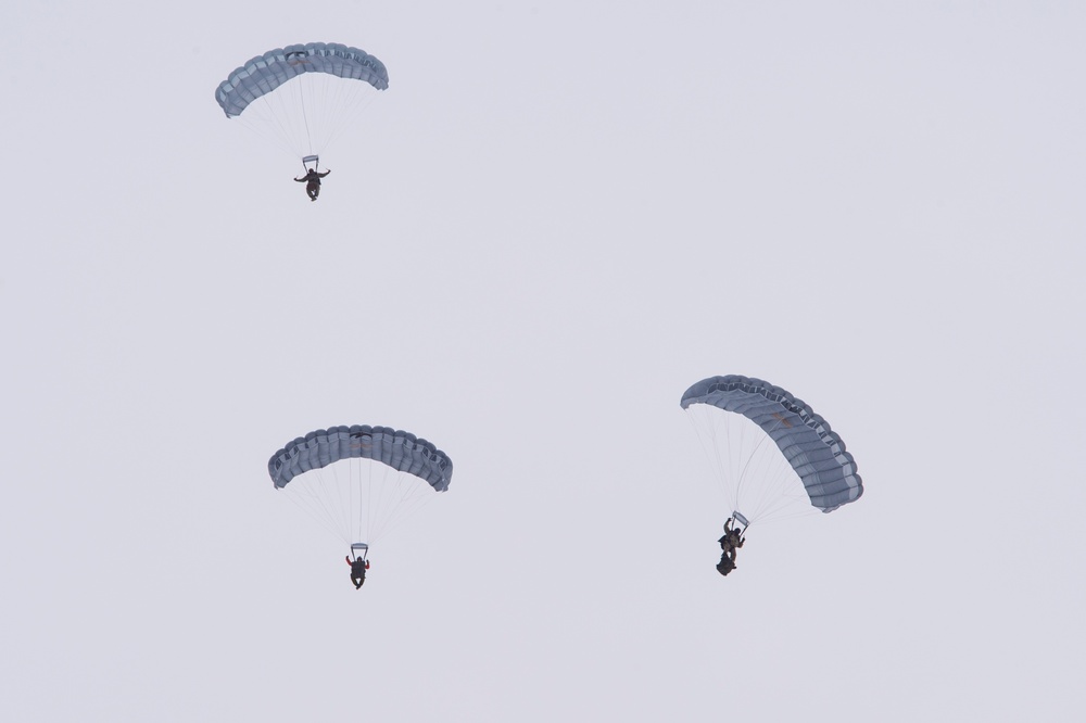 Alaska Air National Guard Rescue Squadrons conduct precision parachute training at JBER