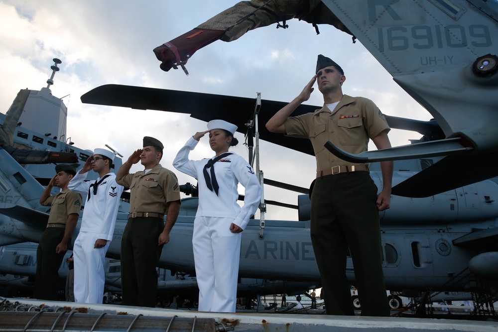 Manning the rails aboard USS San Diego (LPD 22)