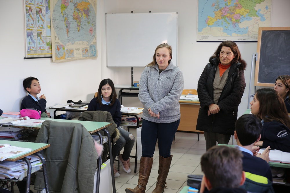 SPMAGTF-CR-AF service members teach English language to Italian students