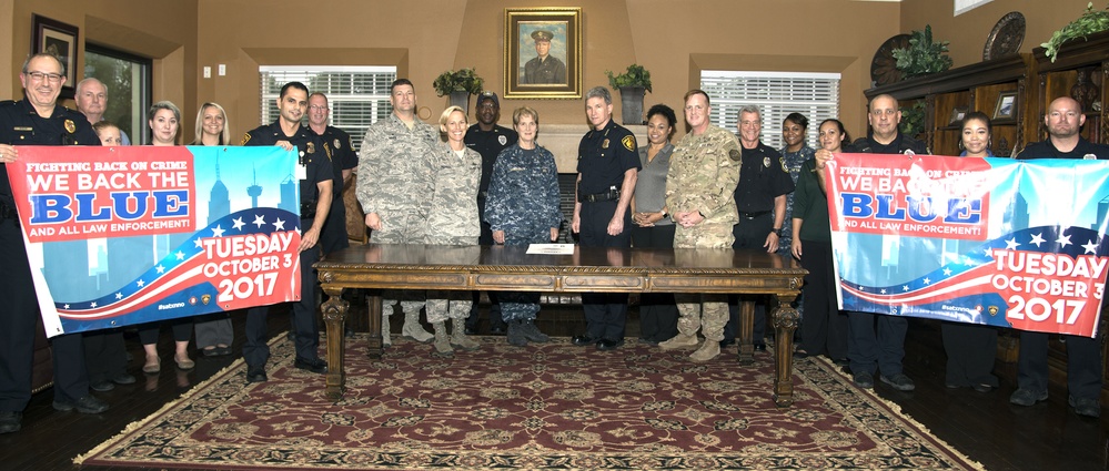 Joint Base San Antonio leaders, San Antonio Police Department sign National Night Out Proclamation