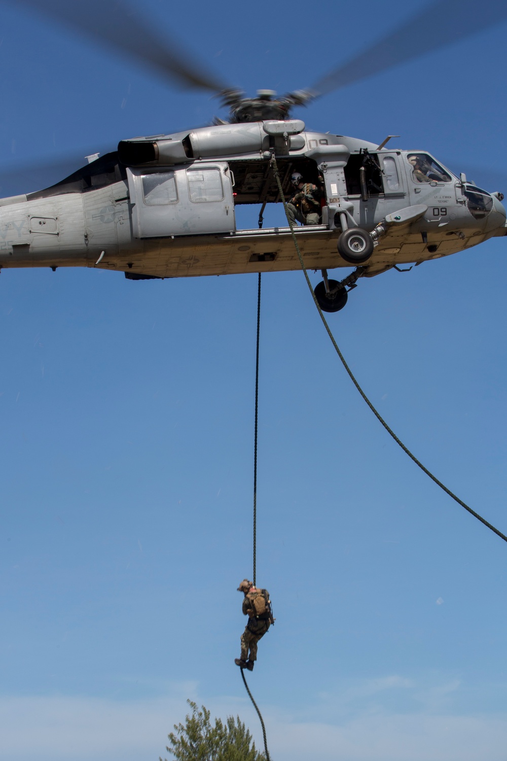 Force Recon fast ropes in Guam