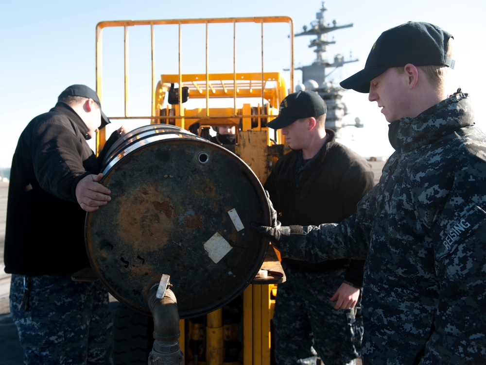 GHWB is the flagship of Carrier Strike Group (CSG) 2, which is comprised of the staff of CSG-2; GHWB; the nine squadrons and staff of Carrier Air Wing (CVW) 8; Destroyer Squadron (DESRON) 22 staff and guided-missile destroyers USS Laboon (DDG 58) and USS