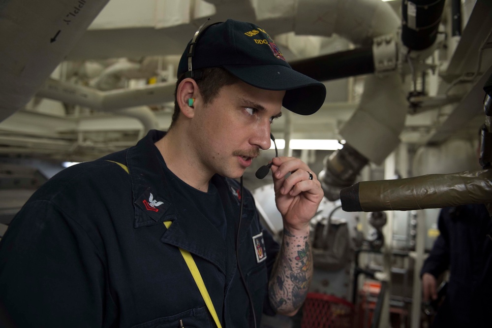 USS Sampson Conduct Engineering Training Drill