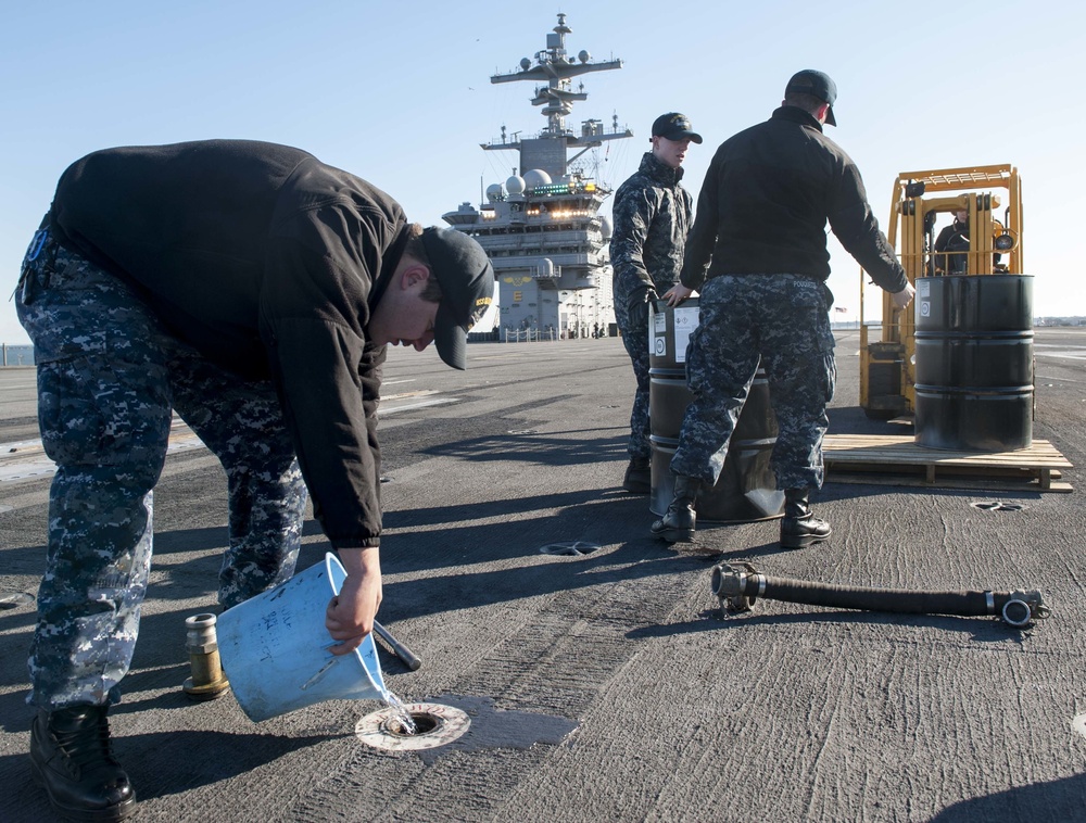 GHWB is the flagship of Carrier Strike Group (CSG) 2, which is comprised of the staff of CSG-2; GHWB; the nine squadrons and staff of Carrier Air Wing (CVW) 8; Destroyer Squadron (DESRON) 22 staff and guided-missile destroyers USS Laboon (DDG 58) and USS