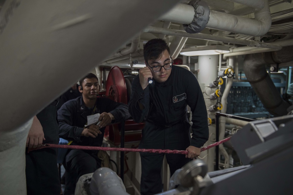 USS Sampson Conduct Engineering Training Drill