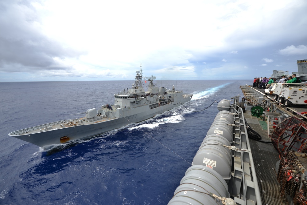 HMNZS Te Kaha and USS Nimitz (CVN 68) Conduct Underway Replenishment