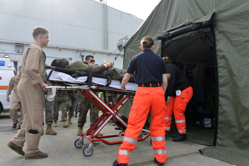 NASSIG Hospital, SPMAGTF-CR-AF Forward Resuscitative Surgical Suite participate in mass casualty drill