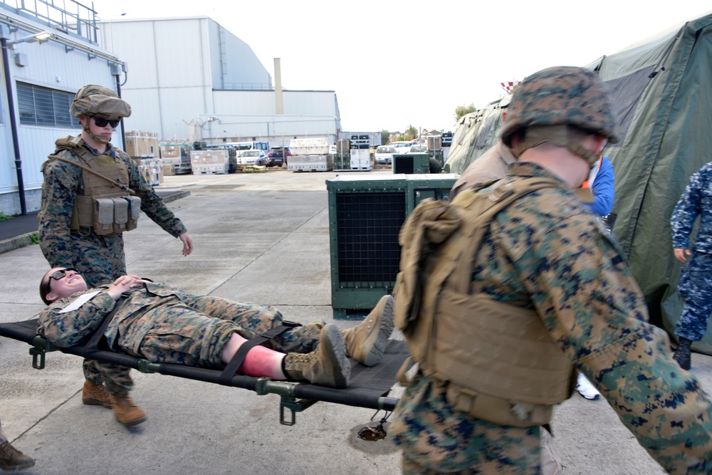 NASSIG Hospital, SPMAGTF-CR-AF Forward Resuscitative Surgical Suite participate in mass casualty drill