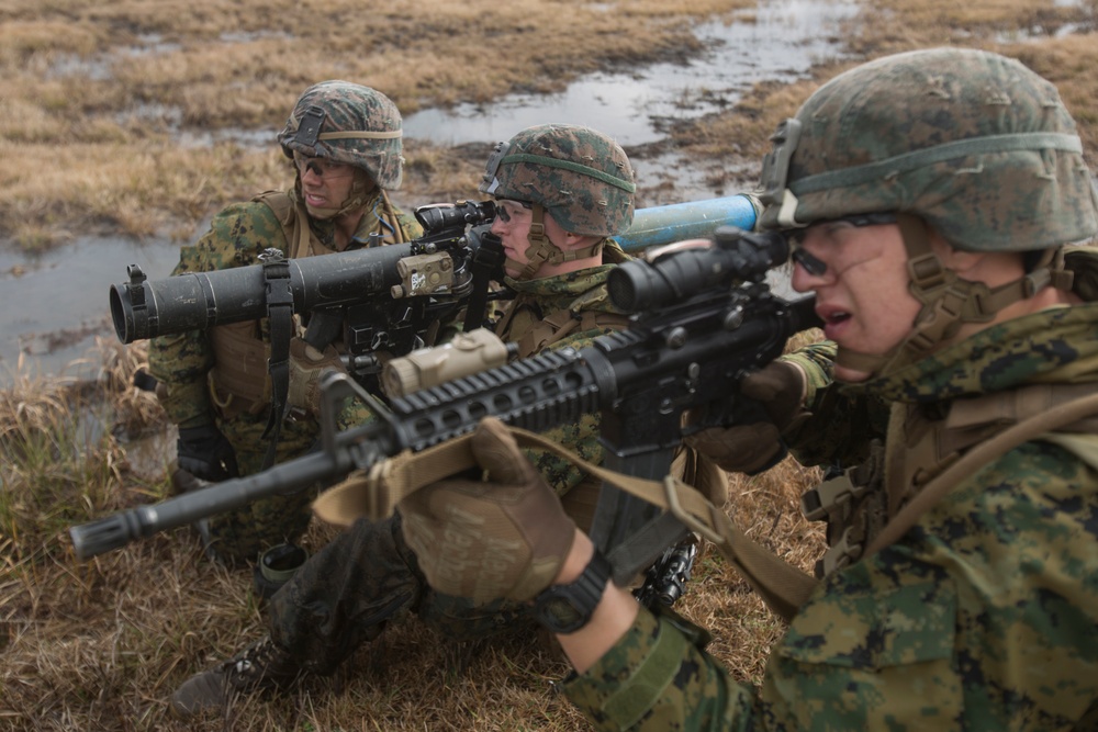 1st Battalion, 2nd Marines attack the platoon range