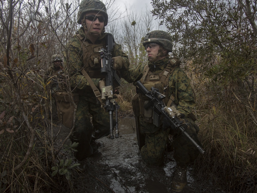 1st Battalion, 2nd Marines attack the platoon range