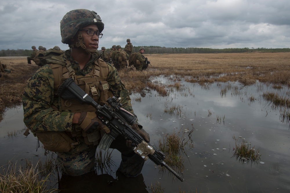 1st Battalion, 2nd Marines attack the platoon range