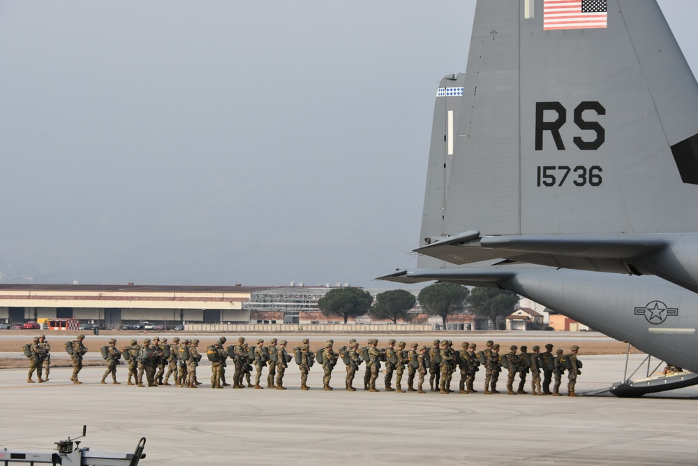 Paratroopers Loading a C-130