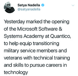 Marine Corps Base Quantico welcomes Microsoft Software and Systems Academy into the Voluntary Education Center program