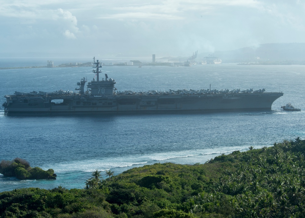 USS Carl Vinson (CVN -70) pulls into Apra Harbor, Guam