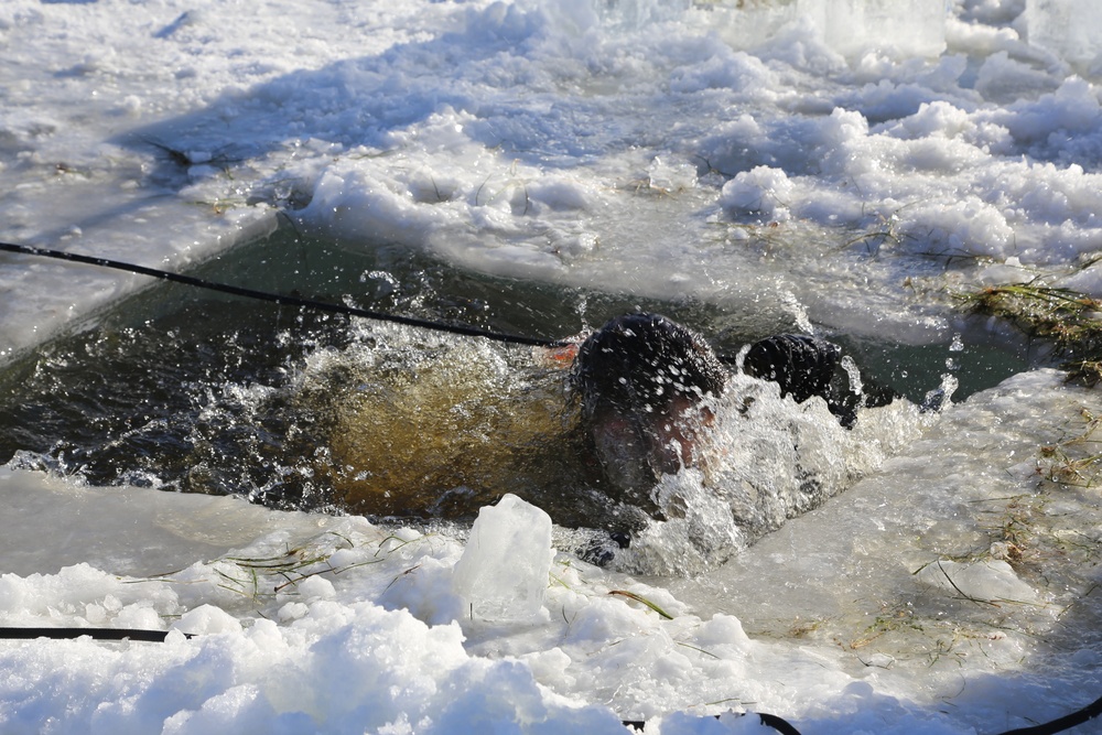 Cold-Weather Operations Course students battle icy conditions in cold-water immersion training at Fort McCoy