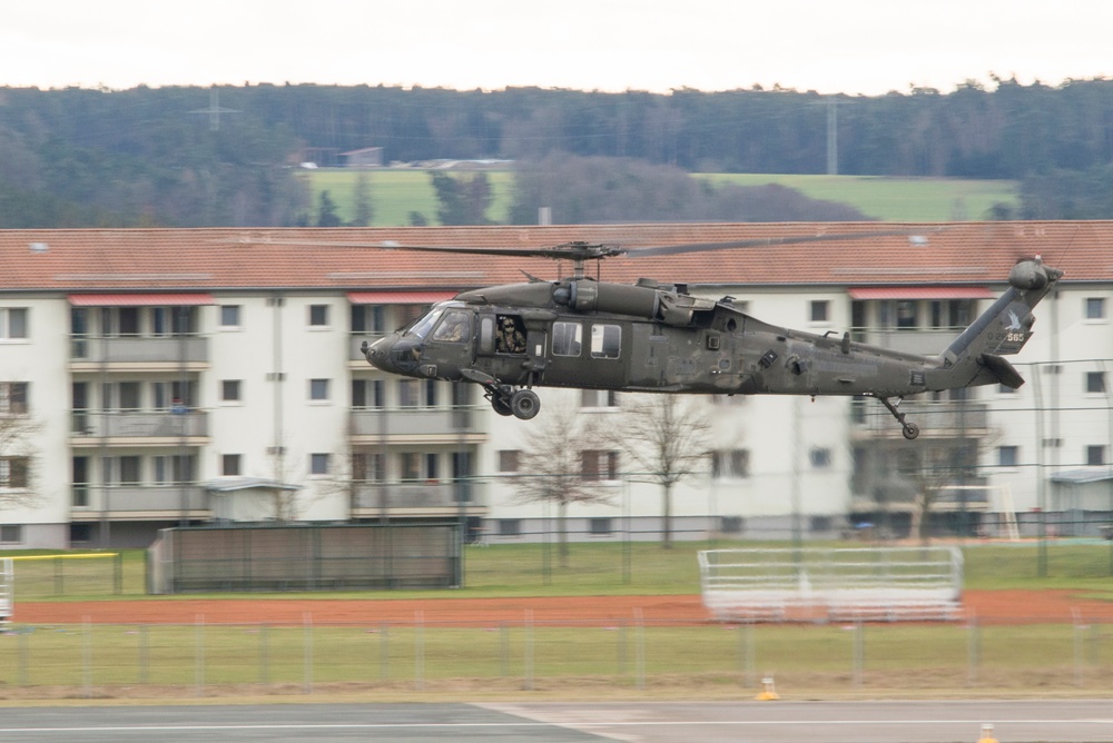 Aviation airfield operations, at the Katterbach Army Airfield in Ansbach, Bavaria, Germany,