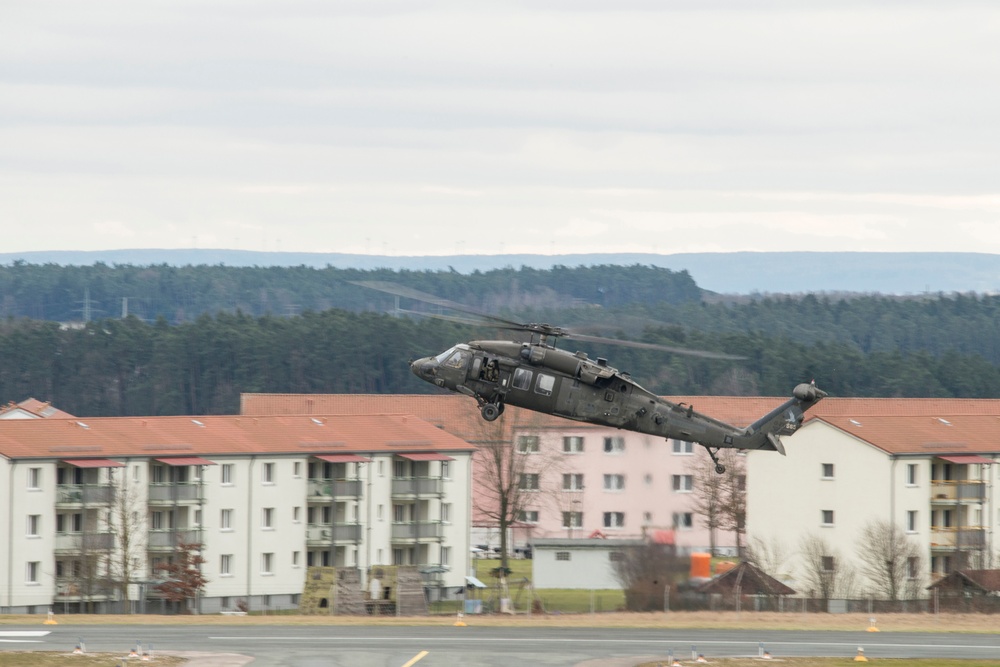 Aviation airfield operations, at the Katterbach Army Airfield in Ansbach, Bavaria, Germany,