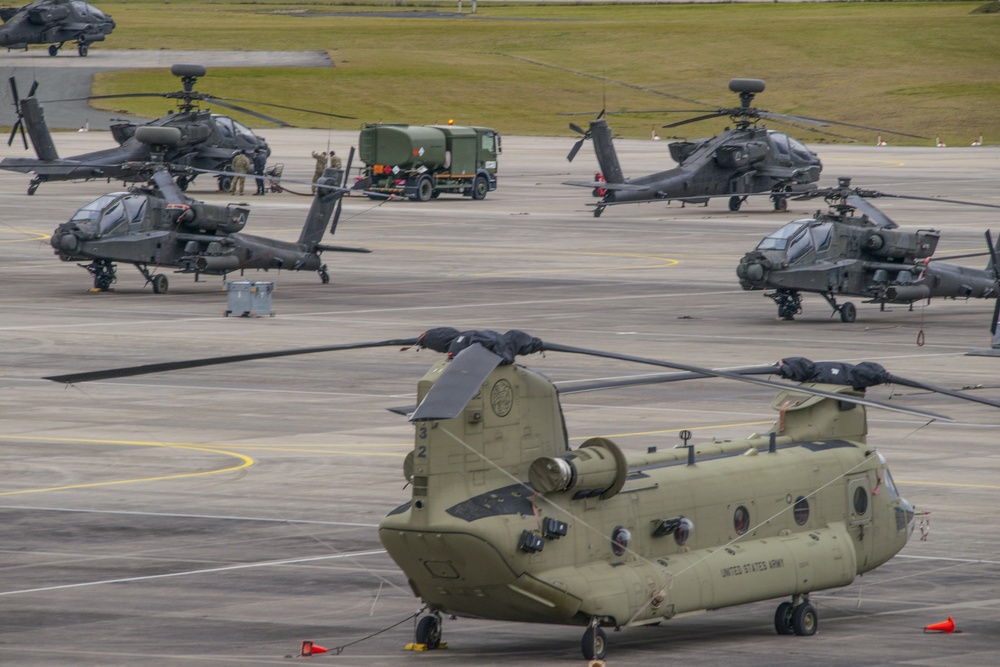 Aviation airfield operations, at the Katterbach Army Airfield in Ansbach, Bavaria, Germany,