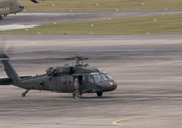 Aviation airfield operations, at the Katterbach Army Airfield in Ansbach, Bavaria, Germany,