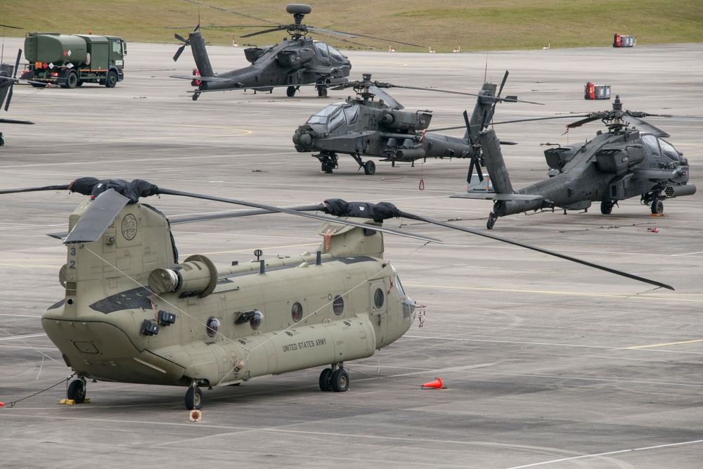 Aviation airfield operations, at the Katterbach Army Airfield in Ansbach, Bavaria, Germany,