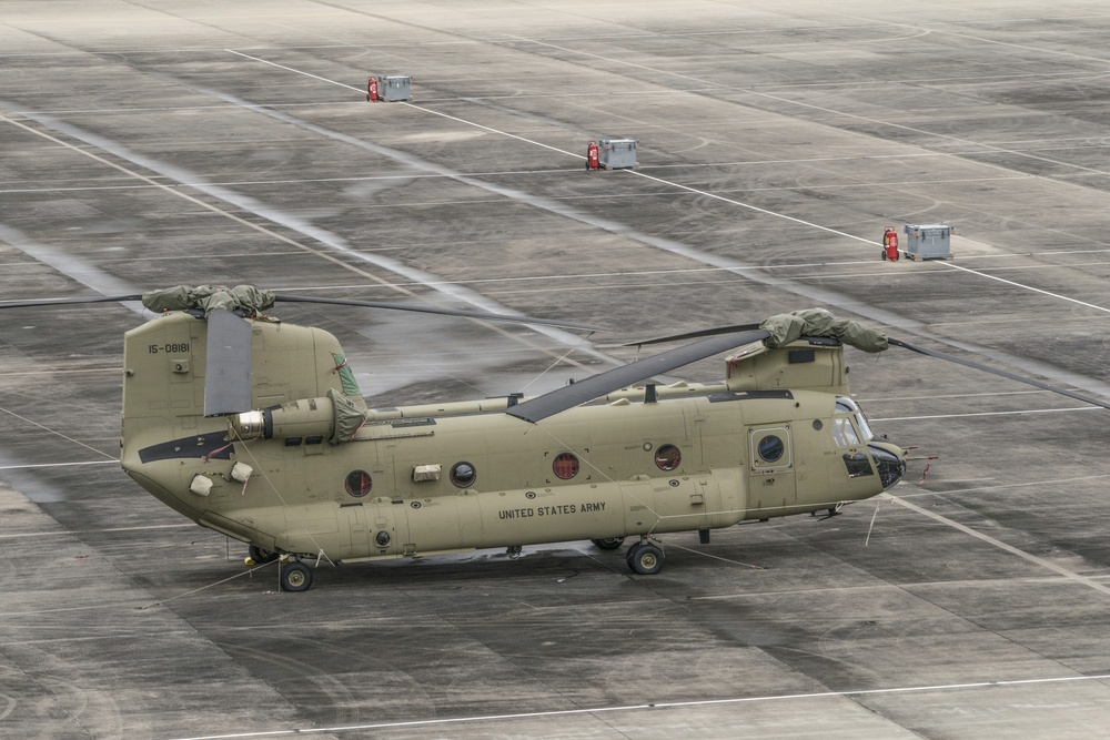 Aviation airfield operations, at the Katterbach Army Airfield in Ansbach, Bavaria, Germany,