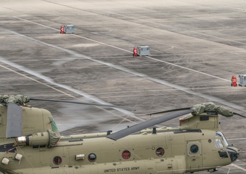 Aviation airfield operations, at the Katterbach Army Airfield in Ansbach, Bavaria, Germany,
