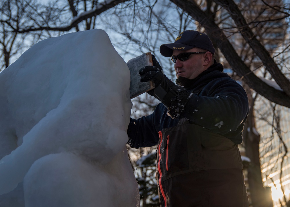 Chief sculpts snow