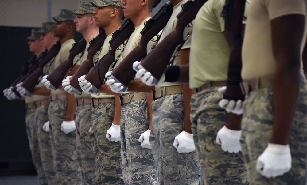U.S. AF Honor Guard Drill Team practices new routine